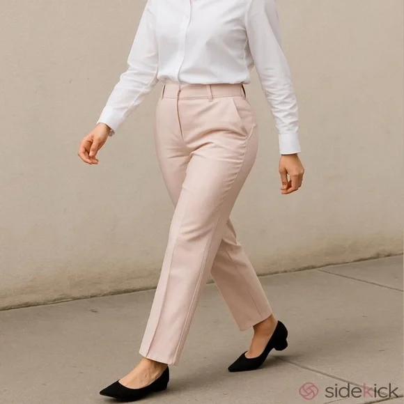 90s ELLEN TRACY PALE PASTEL PINK MID-RISE COTTON BLEND PANT CASUAL PLUS SZ 16 - Picture 1 of 7